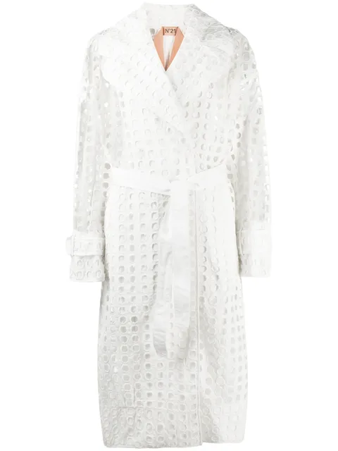 perforated-design midi coat