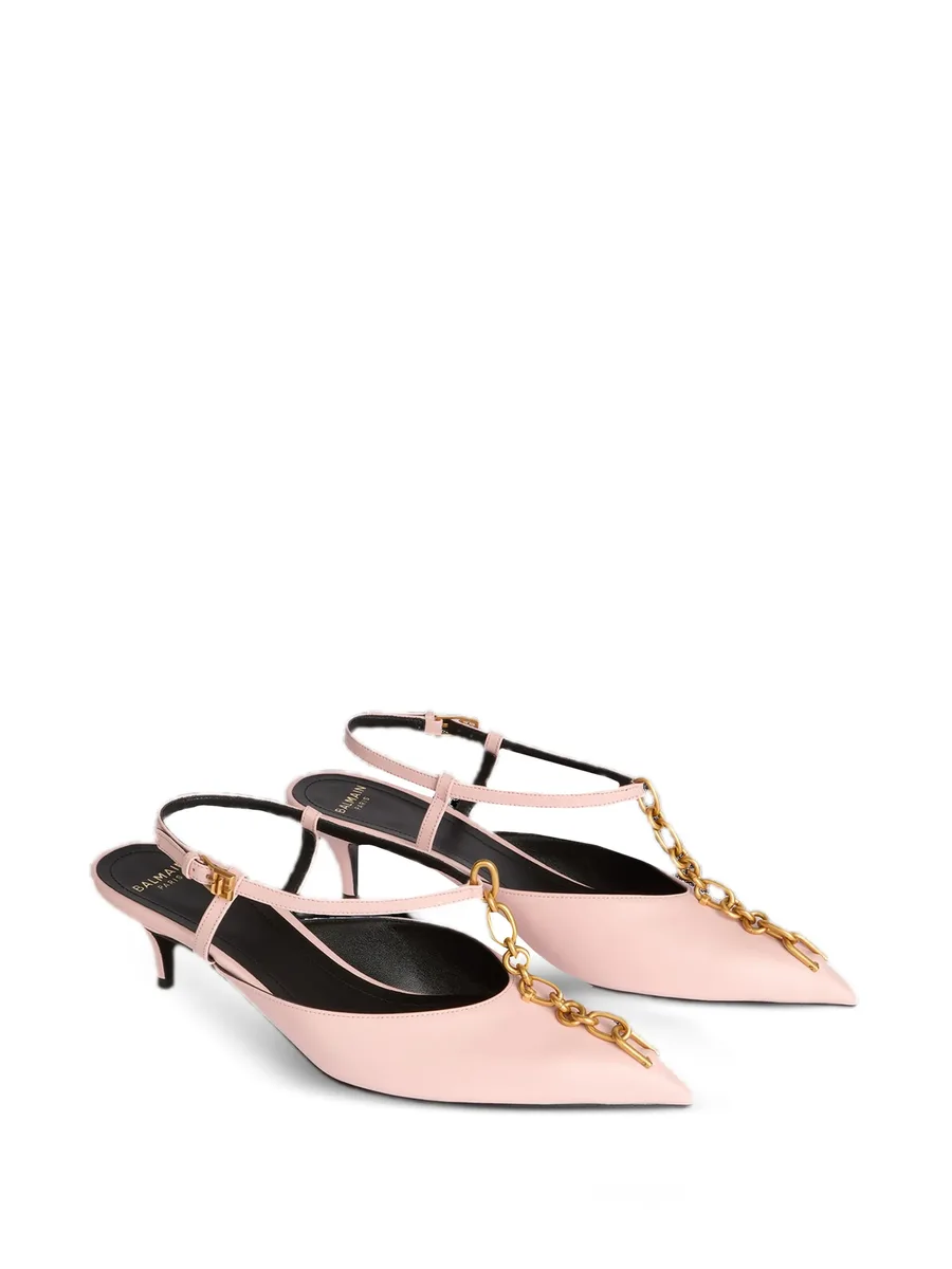 Sync chain kitten slingbacks in leather 4