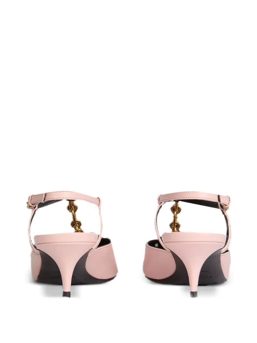 Sync chain kitten slingbacks in leather 5