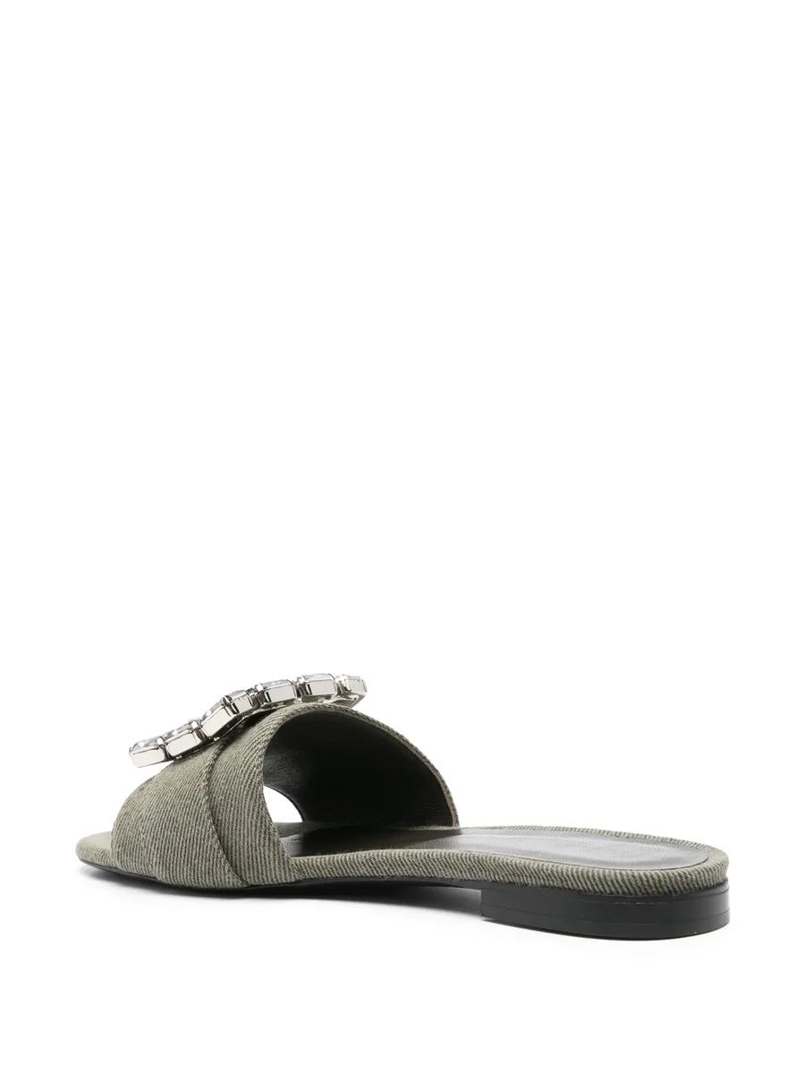 crystal-buckle denim slippers 6