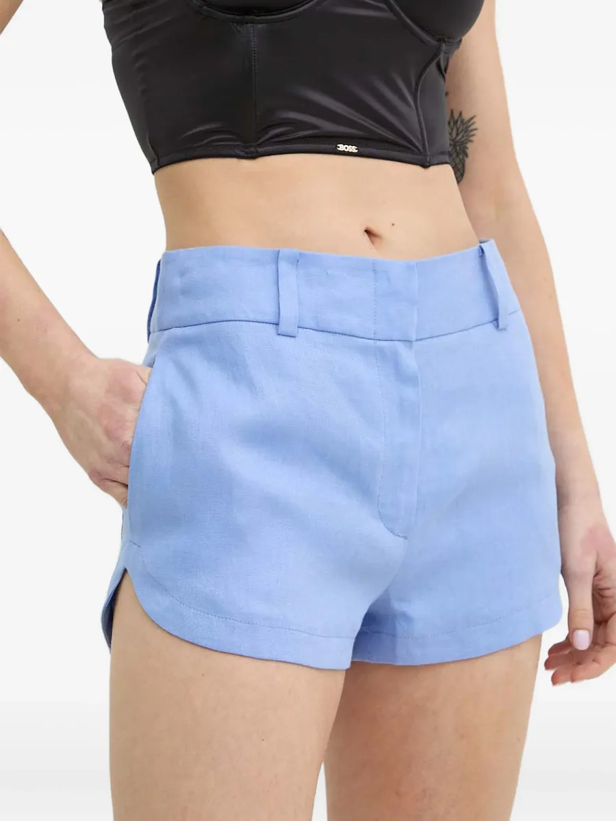 embroidered-pocket linen shorts 6