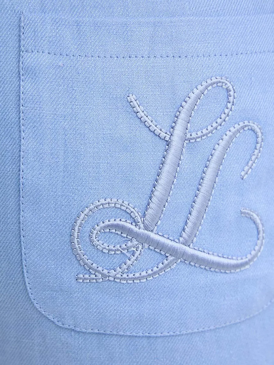 embroidered-pocket linen shorts 7