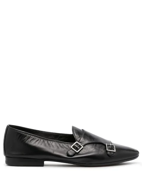 buckle detail leather slippers