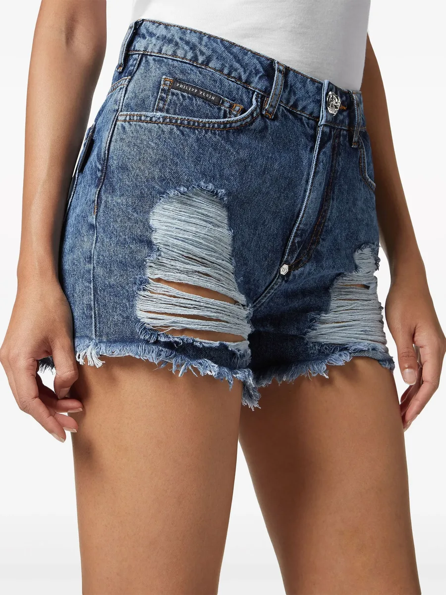 mid-rise ripped denim shorts 7
