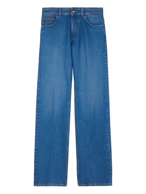 leather-patch five-pocket jeans