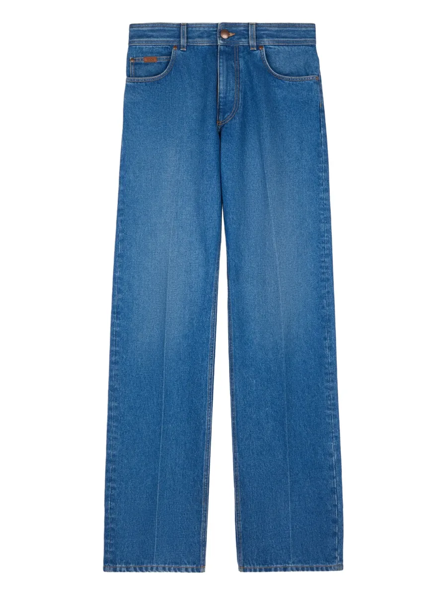 leather-patch five-pocket jeans 2