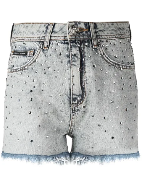 logo-patch crystal-embellished shorts