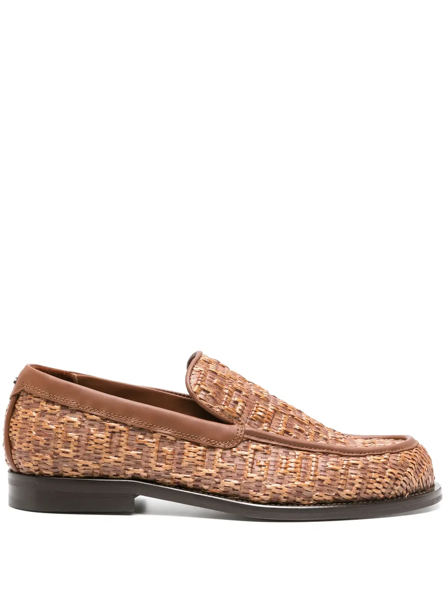 monogram-embossed raffia loafers 2