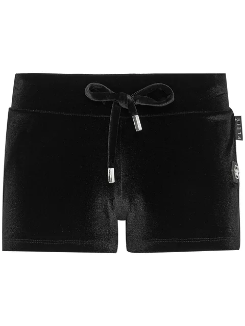 Gothic Plein-print velvet shorts