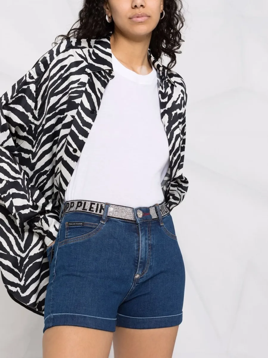 logo-embellished denim shorts 9