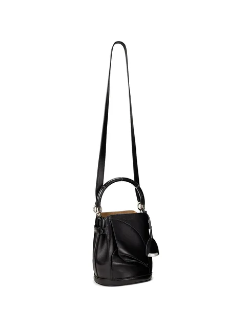 pleated leather bucket bag