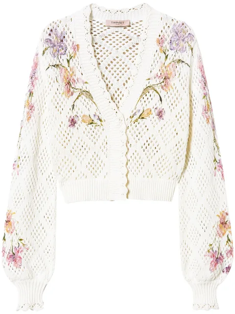 floral-print cardigan