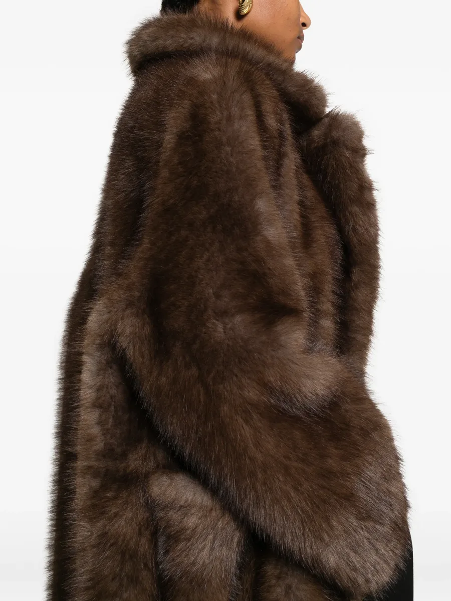 faux-fur notched-lapels coat 9