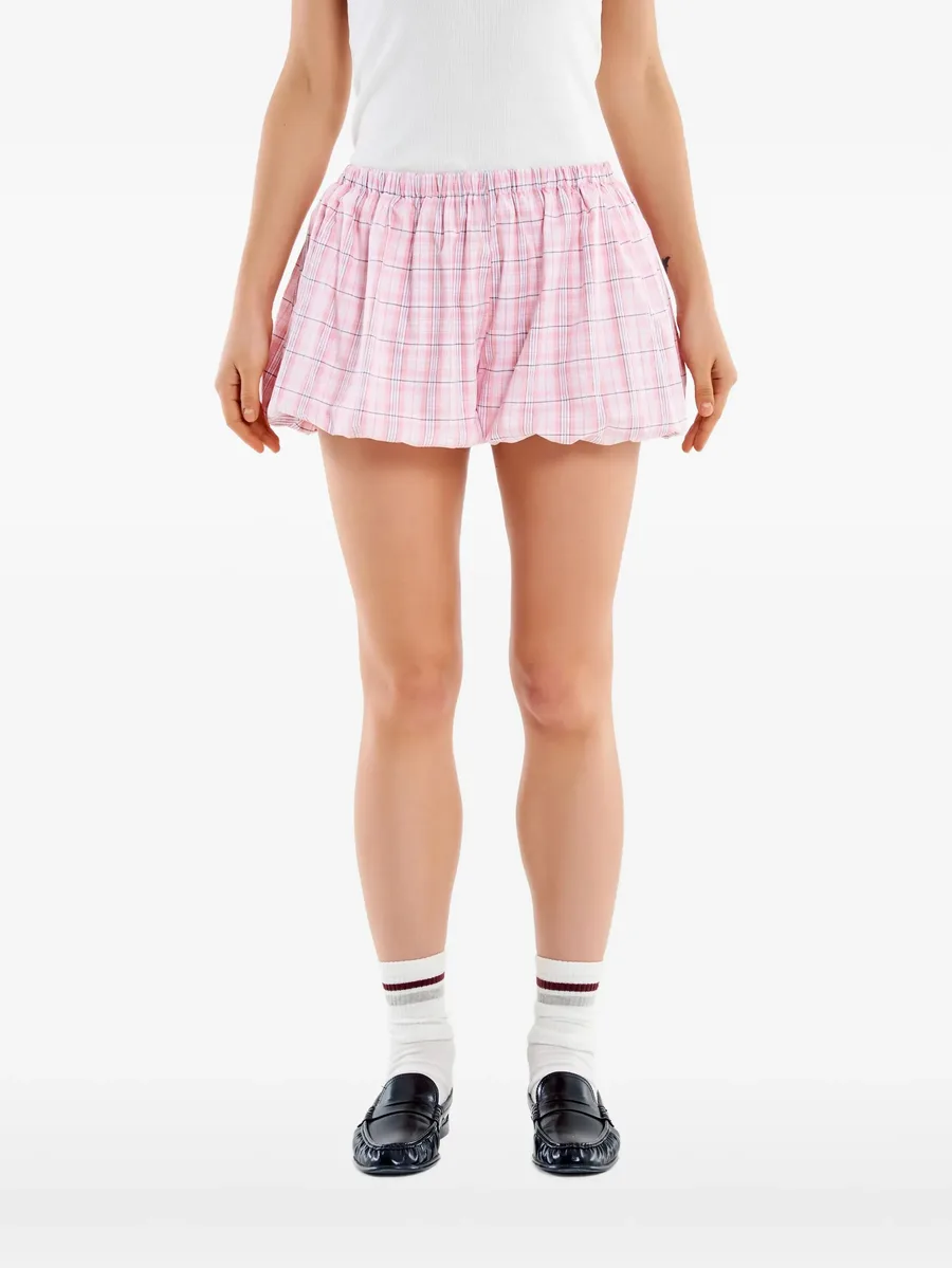 check-pattern bubble-hem shorts 2