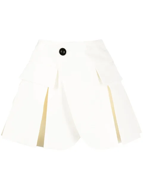 pleated A-line short shorts