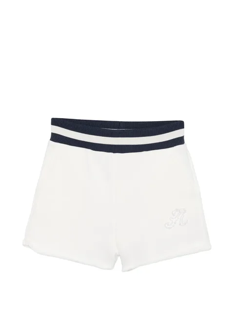 ribbed trim logo shorts