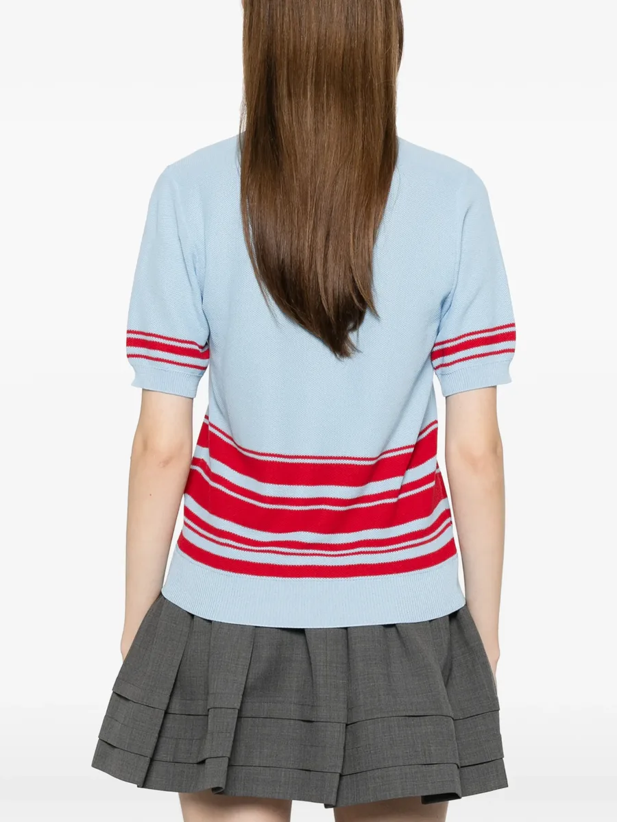 striped V-neck top 8