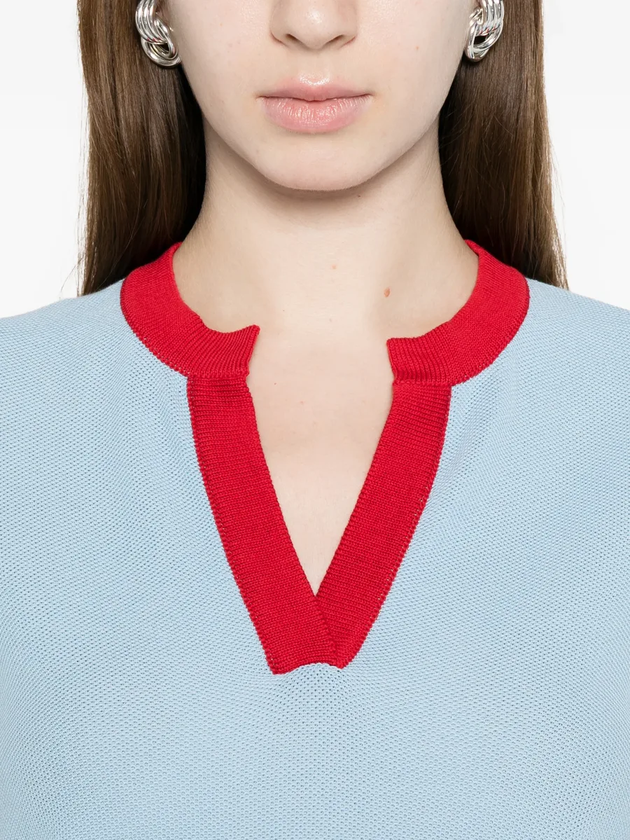 striped V-neck top 10