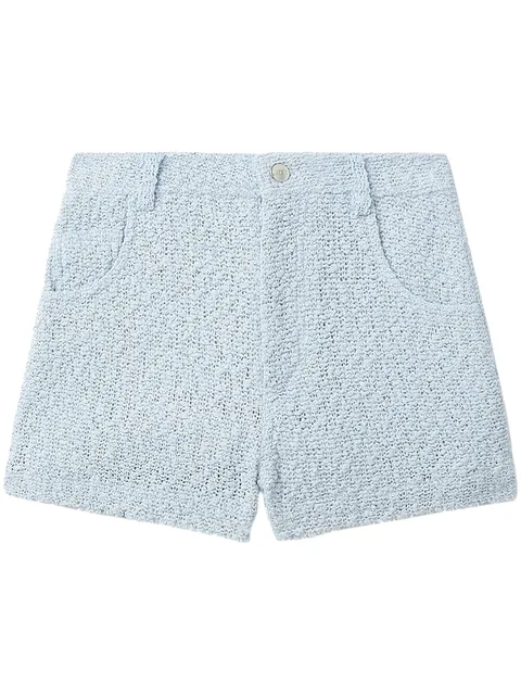 high-waisted tweed shorts