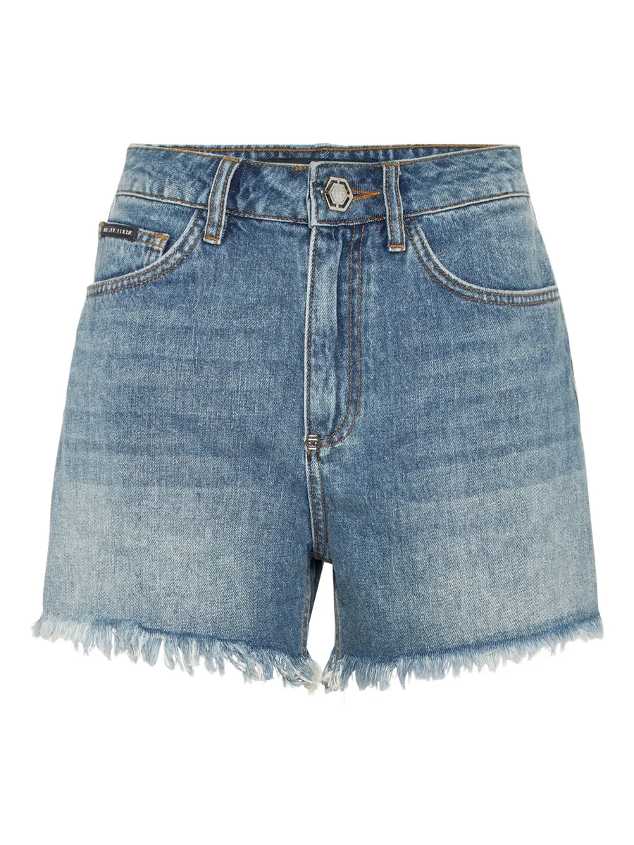 logo-embroidered denim shorts 2