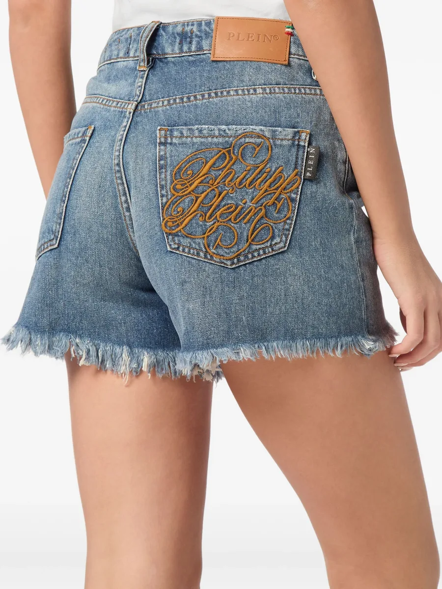 logo-embroidered denim shorts 9