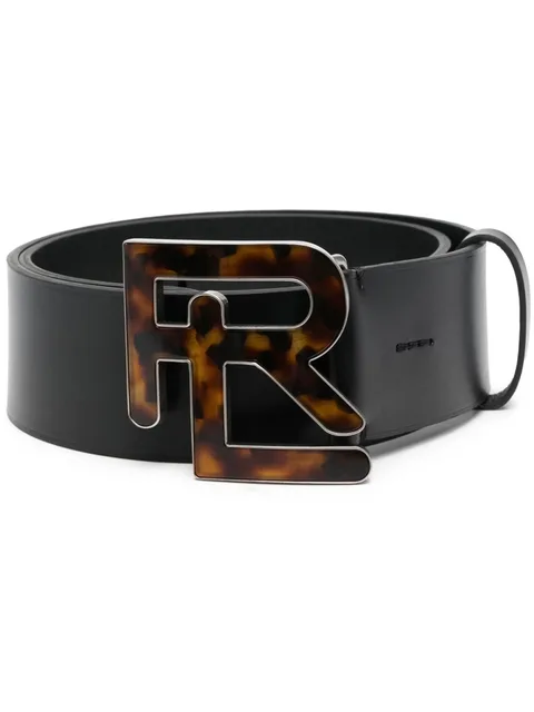 logo-buckle leather belt