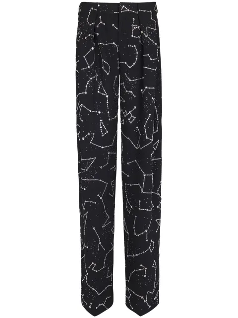 constellation embroidered trousers