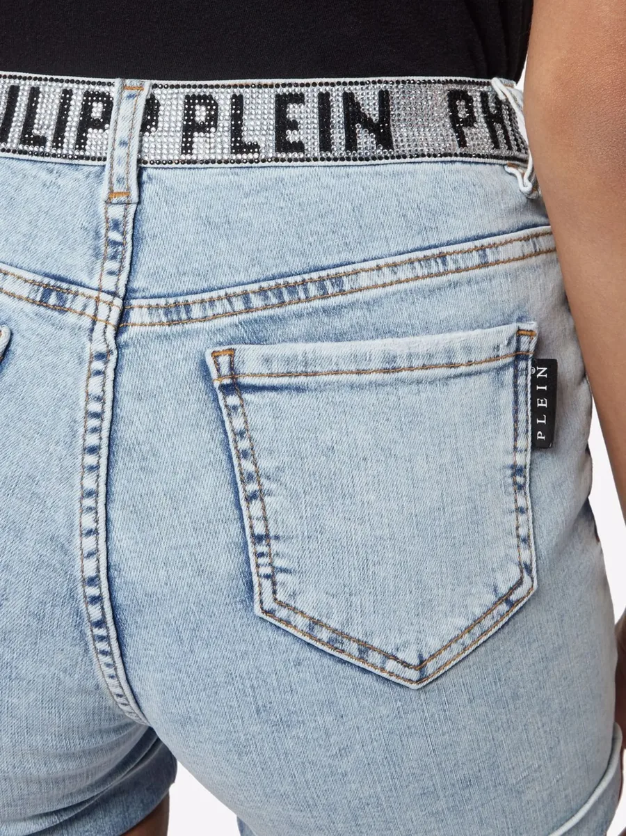 logo-waistband denim shorts 10