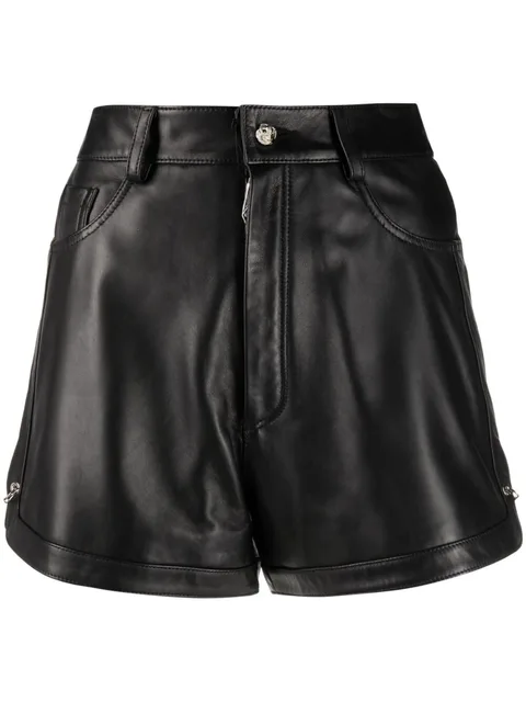 pin-embellished leather shorts