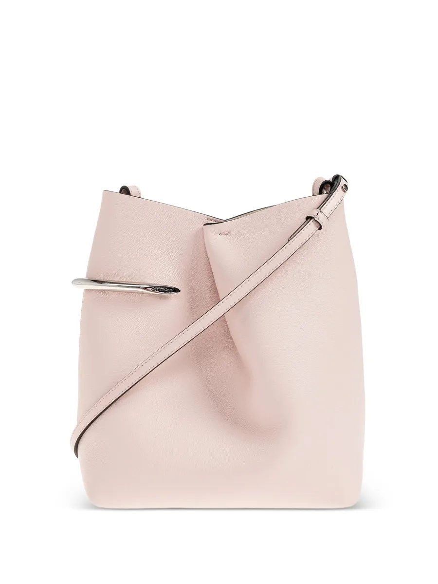 Pinch Me metal-bar leather bucket bag 1