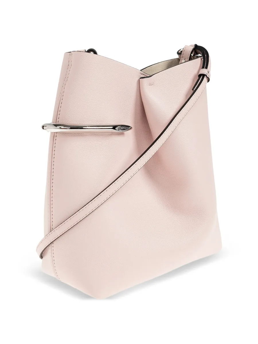 Pinch Me metal-bar leather bucket bag 5