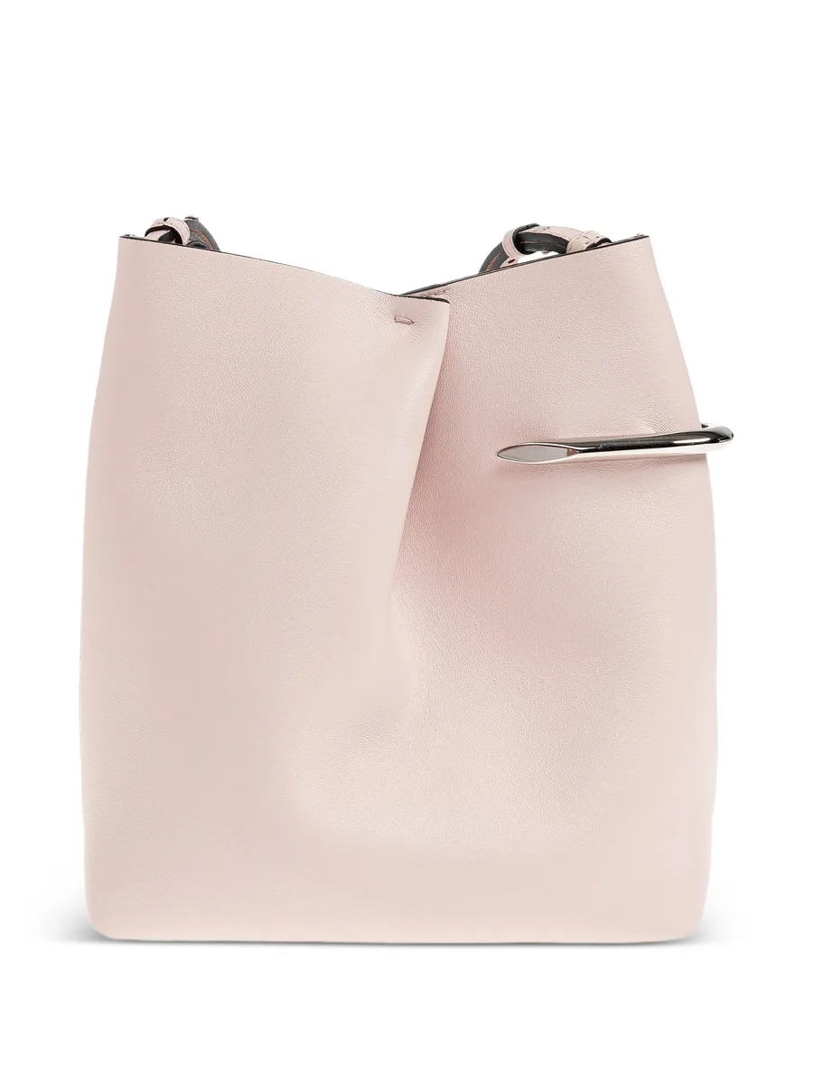Pinch Me metal-bar leather bucket bag 7