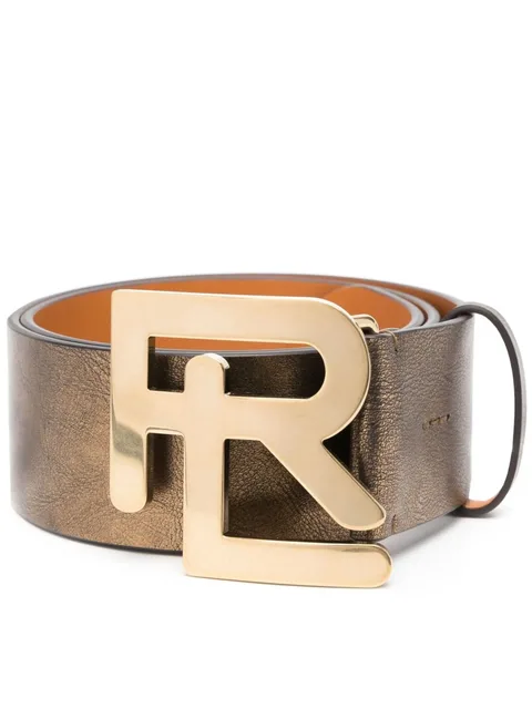 logo-buckle leather belt