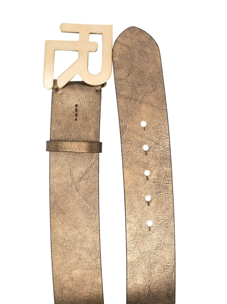 logo-buckle leather belt 6