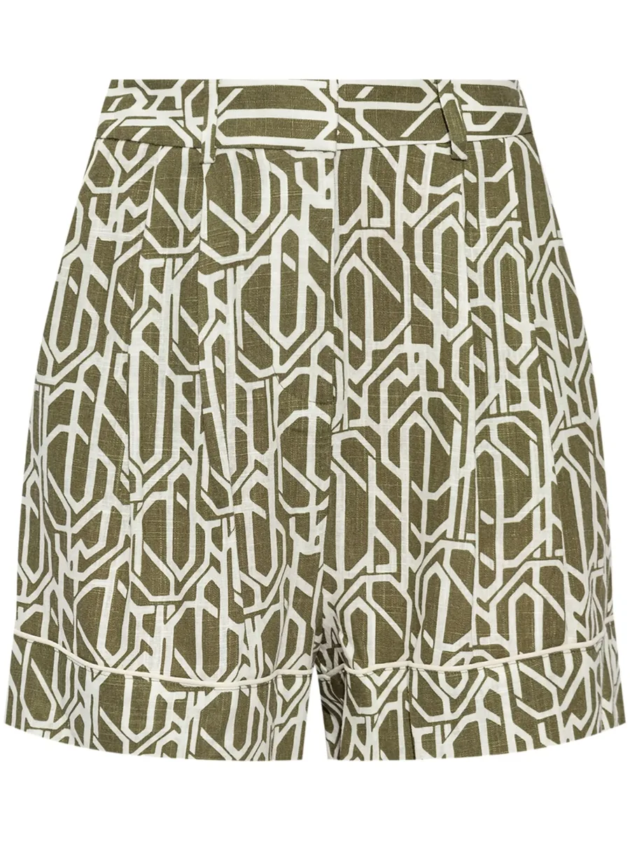 abstract-pattern linen shorts 2