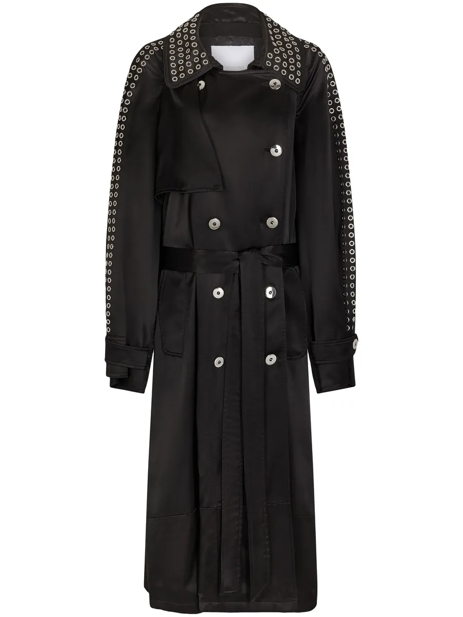 eyelet-detail trench coat 1