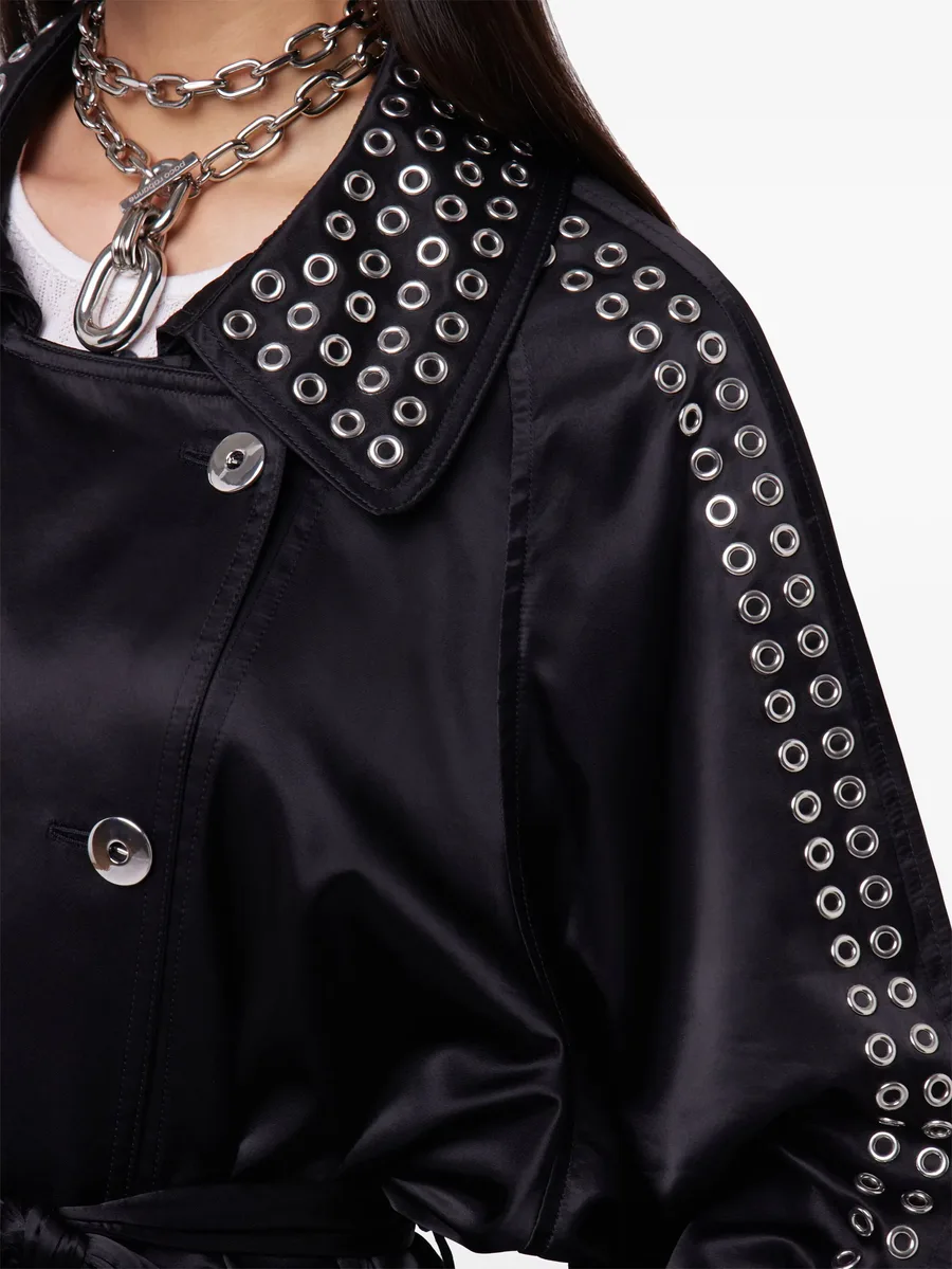 eyelet-detail trench coat 10