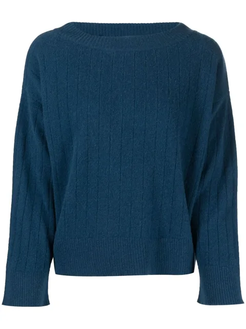 ribbed wide-neck jumper