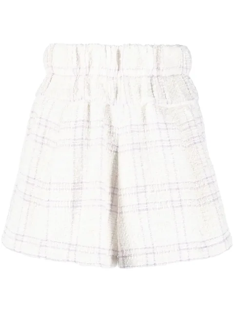 high-waist tweed shorts