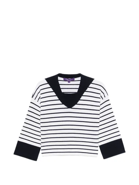 striped V-neck sweater