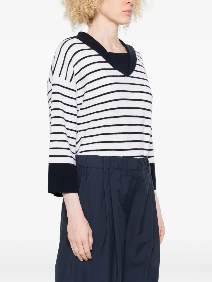 striped V-neck sweater 5