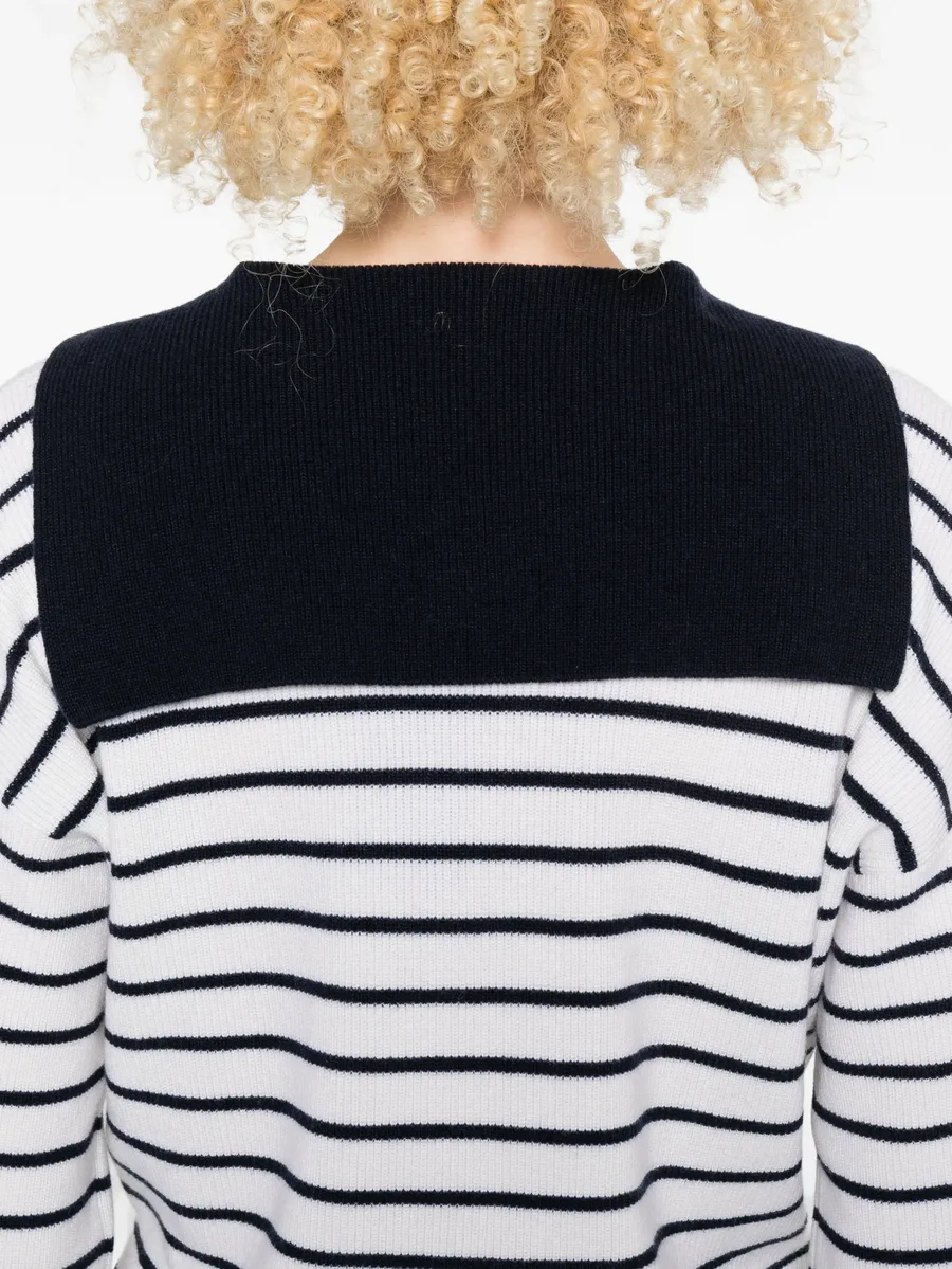 striped V-neck sweater 10