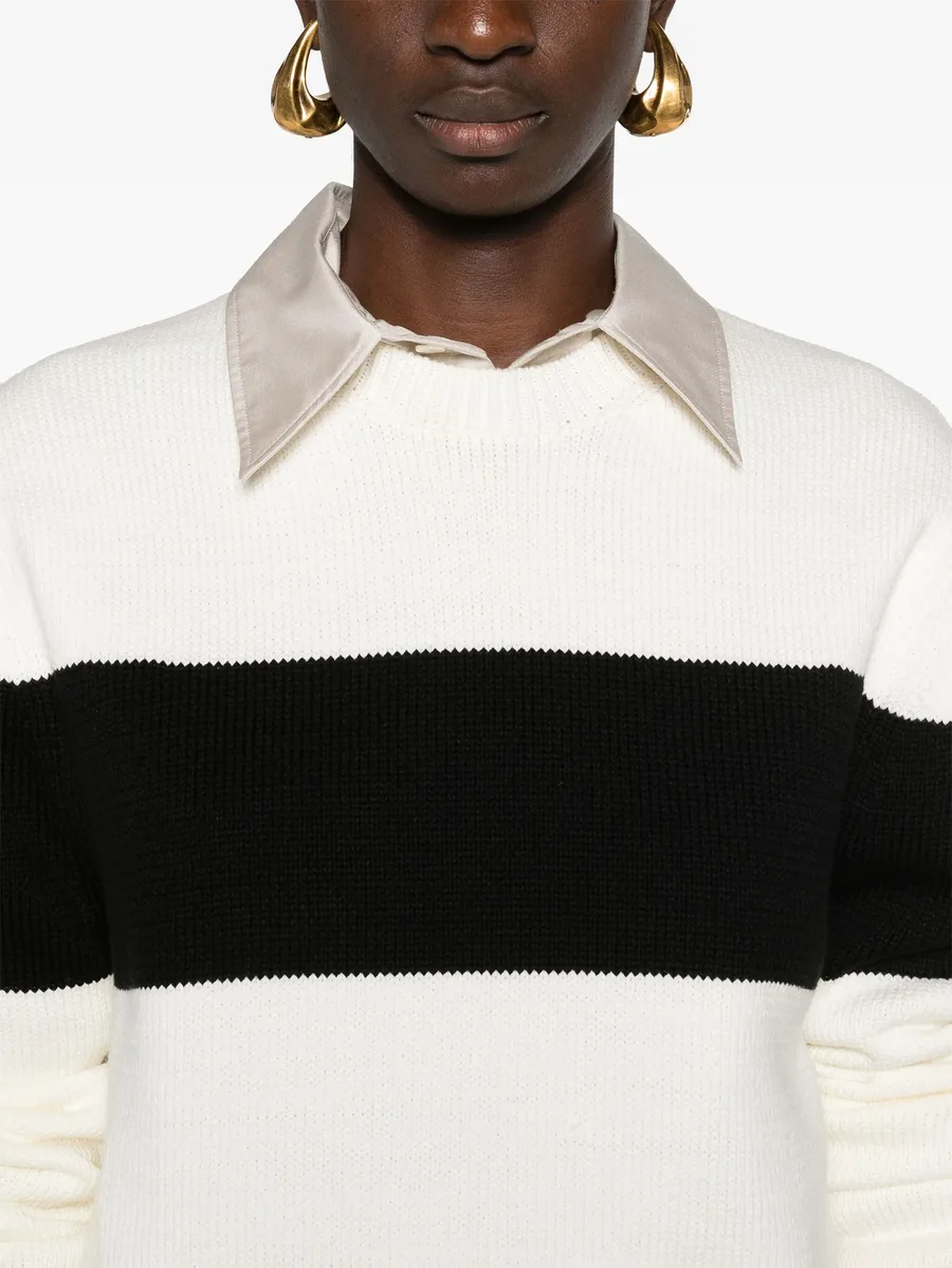 striped crew-neck jumper 10
