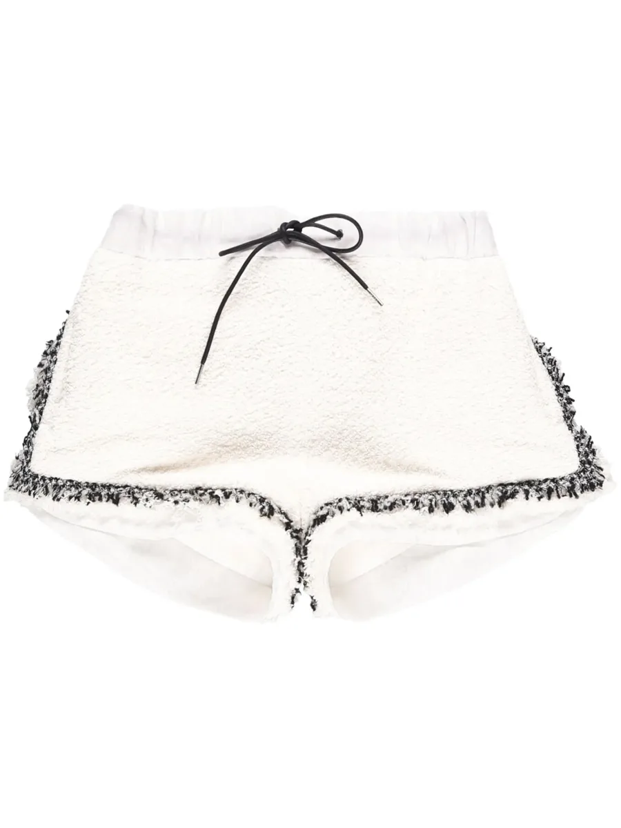 high-waisted tweed shorts 2