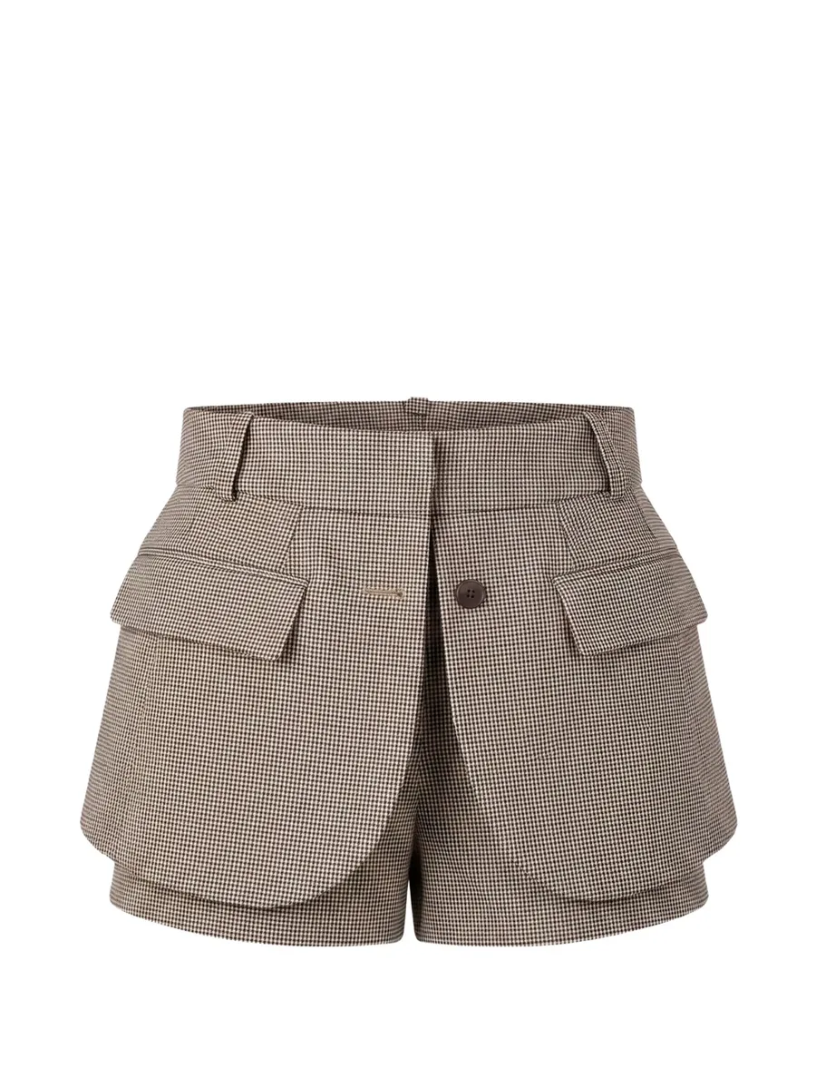 jacket-hem checked mini shorts 2