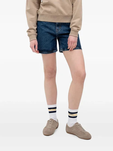 logo-patch denim shorts