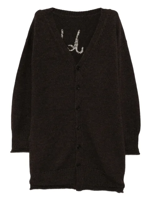 logo-printed v-neck cardigan