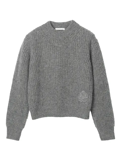 Bega fisherman knit flower appliqué pullover