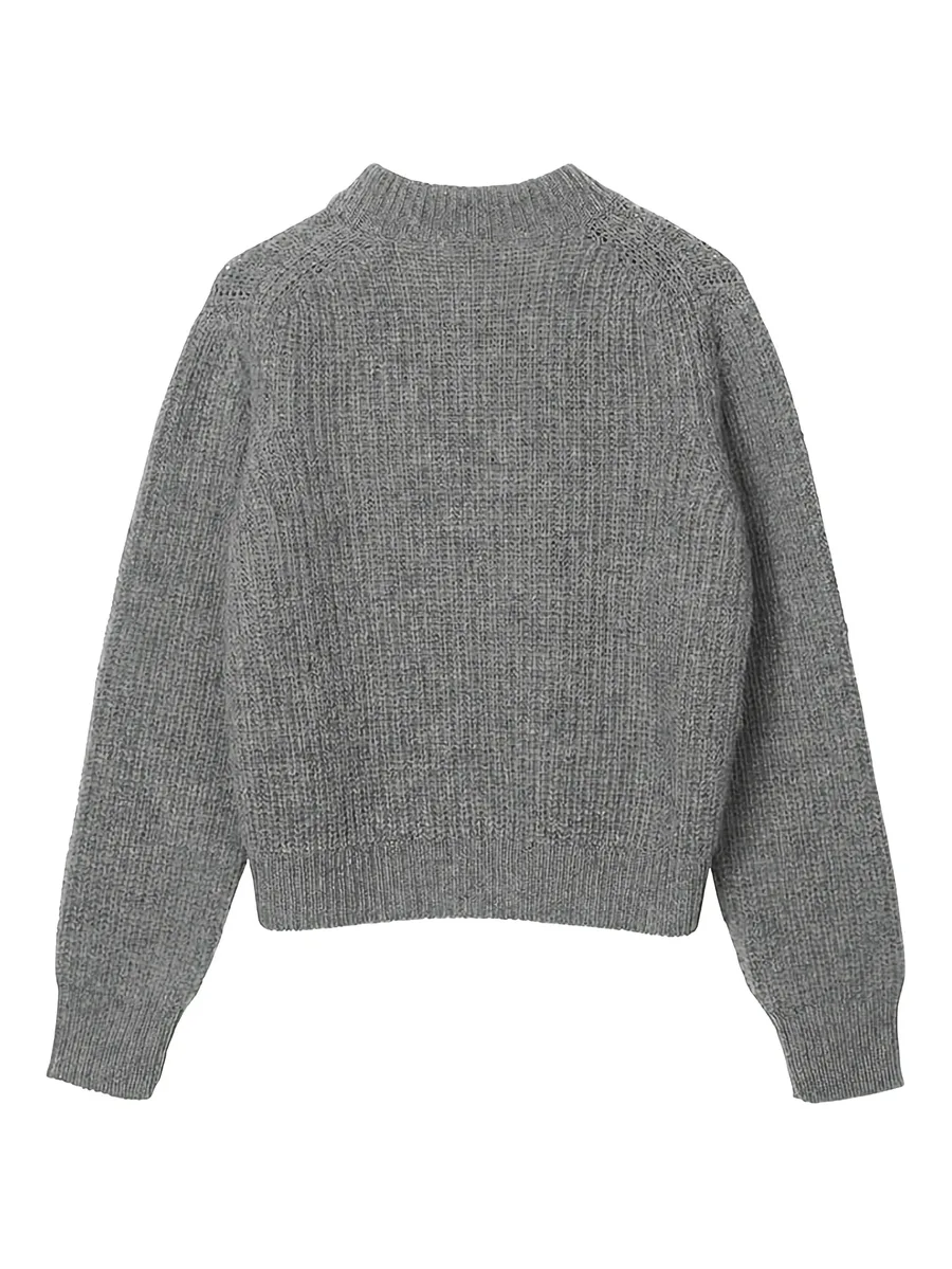 Bega fisherman knit flower appliqué pullover 4