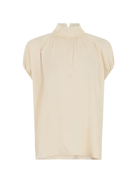 lace-collar gathered blouse